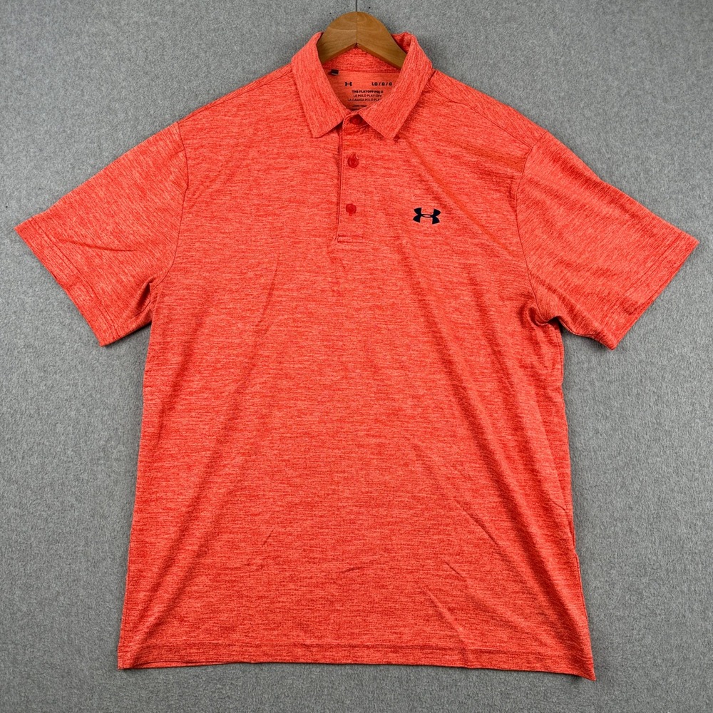 Under Armour Polo Mens L Orange The Playoff Polo Short Sleeve Heathered Golf